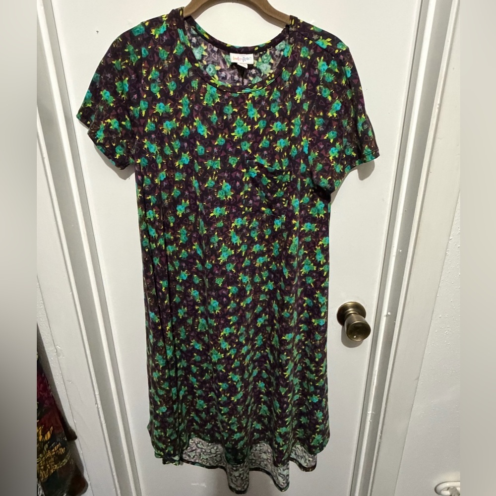 LuLaRoe Green & Purple Floral Carly
